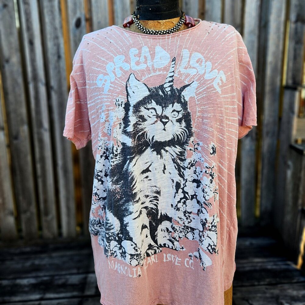 Magnolia Pearl Love Co. T-Shirt Pink Unicorn Kitten Cat